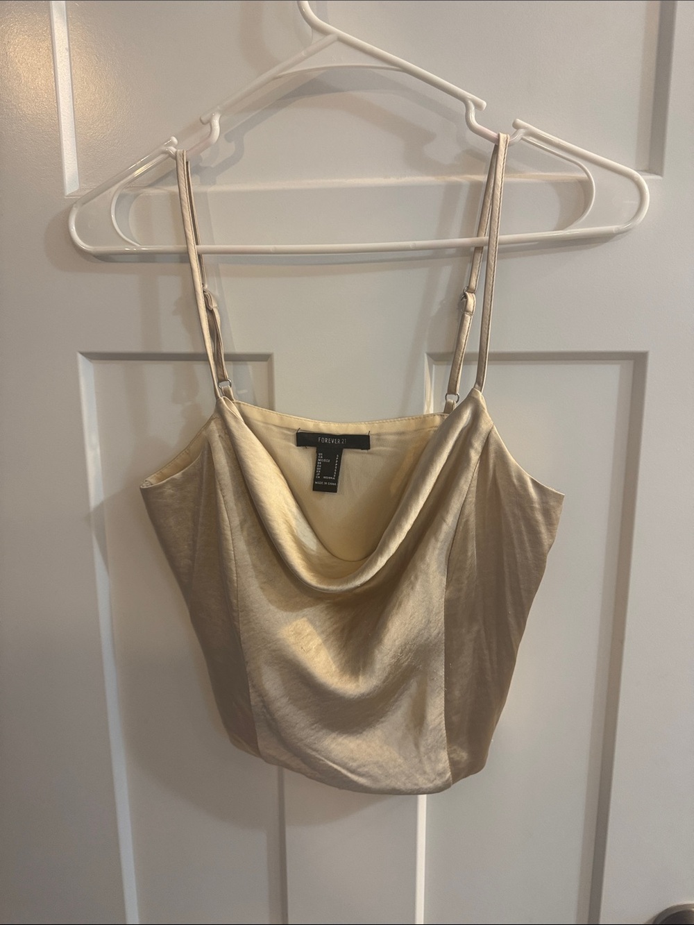 Forever 21 Champagne Satin Cowl Neck Cami